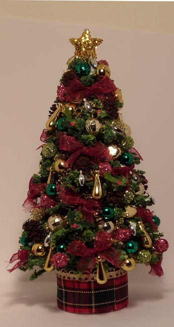 Fully Loaded Burgundy Bow and Bauble Christmas Tree
